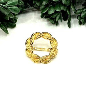Vintage Braided Gold-Tone Scarf Clip Brooch For Women